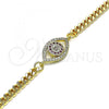 Oro Laminado Fancy Bracelet, Gold Filled Style Evil Eye Design, with Ruby and White Micro Pave, Polished, Golden Finish, 03.368.0077.1.08