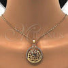 Oro Laminado Earring and Pendant Adult Set, Gold Filled Style with White Crystal, Polished, Golden Finish, 10.306.0018