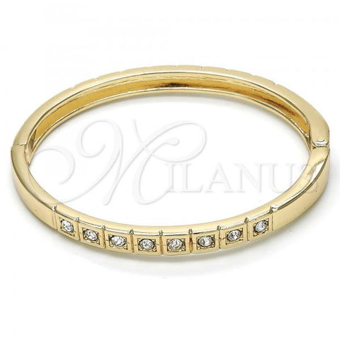 Oro Laminado Individual Bangle, Gold Filled Style with White Crystal, Polished, Golden Finish, 07.307.0006.05 (07 MM Thickness, Size 5 - 2.50 Diameter)