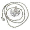 Rhodium Plated Pendant Necklace, Mom and Flower Design, Polished, Rhodium Finish, 04.106.0026.1.20