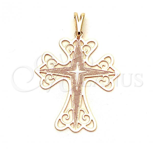 Oro Laminado Religious Pendant, Gold Filled Style Cross Design, Resin Finish, Golden Finish, 05.09.0089