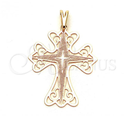 Oro Laminado Religious Pendant, Gold Filled Style Cross Design, Resin Finish, Golden Finish, 05.09.0089