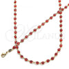 Oro Laminado Necklace and Bracelet, Gold Filled Style Evil Eye Design, Red Resin Finish, Golden Finish, 06.63.0255.3