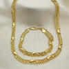 Oro Laminado Necklace and Bracelet, Gold Filled Style Dolphin Design, with White Crystal, Polished, Golden Finish, 06.185.0011