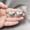 Rhodium Plated Stud Earring, Heart and Hollow Design, Polished, Rhodium Finish, 02.411.0036.1