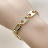 Oro Laminado Tennis Bracelet, Gold Filled Style Puff Mariner Design, with White Cubic Zirconia, Polished, Golden Finish, 03.283.0479.07