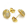 Oro Laminado Stud Earring, Gold Filled Style Ladybug Design, with White Micro Pave, Polished, Golden Finish, 02.377.0020