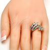 Oro Laminado Multi Stone Ring, Gold Filled Style Leaf Design, with White Cubic Zirconia, Polished, Golden Finish, 01.210.0034.09 (Size 9)