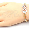 Oro Laminado Fancy Bracelet, Gold Filled Style Infinite and Heart Design, Polished, Two Tone, 03.63.1836.08