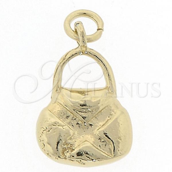 Oro Laminado Fancy Pendant, Gold Filled Style Purse Design, Diamond Cutting Finish, Golden Finish, 5.183.032