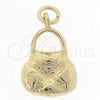 Oro Laminado Fancy Pendant, Gold Filled Style Purse Design, Diamond Cutting Finish, Golden Finish, 5.183.032