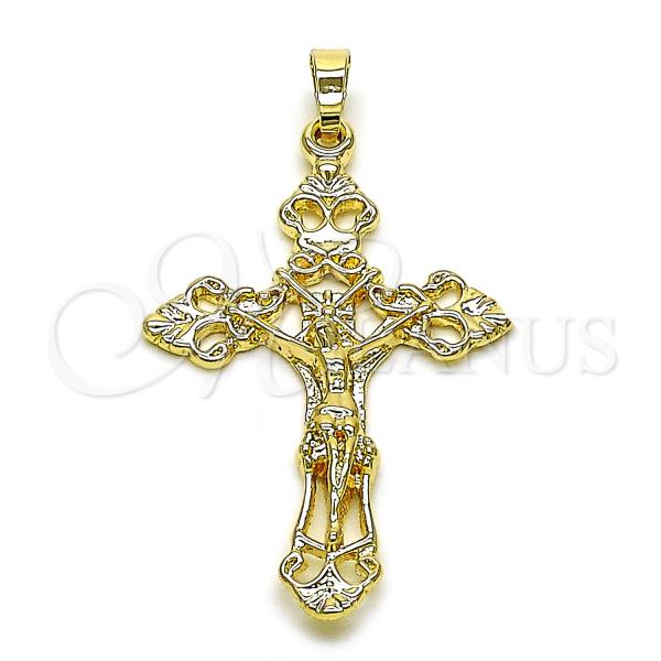 Oro Laminado Religious Pendant, Gold Filled Style Bee Design, Diamond Cutting Finish, Golden Finish, 5.188.003