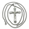 Stainless Steel Pendant Necklace, Crucifix Design, with White Cubic Zirconia, Polished, Steel Finish, 04.116.0012.30