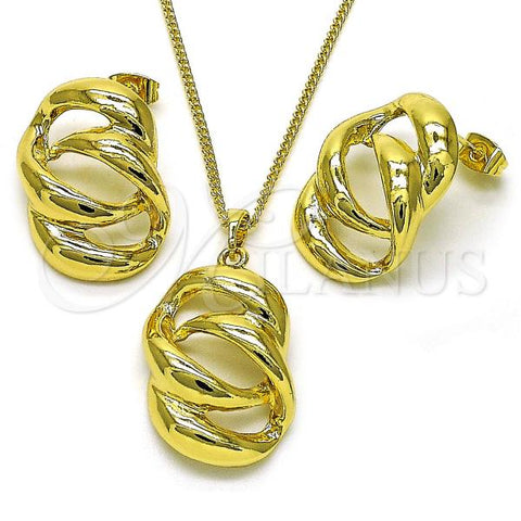 Oro Laminado Earring and Pendant Adult Set, Gold Filled Style Polished, Golden Finish, 10.379.0088