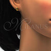 Stainless Steel Stud Earring, Heart Design, with Brown Crystal, Polished, Golden Finish, 02.271.0004.7