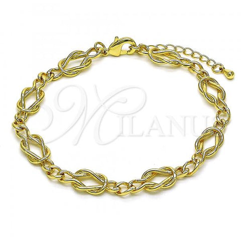 Oro Laminado Fancy Bracelet, Gold Filled Style Polished, Golden Finish, 03.319.0012.08