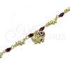 Oro Laminado Pendant Necklace, Gold Filled Style Elephant and Evil Eye Design, with Garnet Crystal, Polished, Golden Finish, 03.213.0216.18