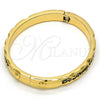Oro Laminado Individual Bangle, Gold Filled Style Heart Design, Black Enamel Finish, Golden Finish, 07.252.0032.05.GT (07 MM Thickness, Size 5 - 2.50 Diameter)