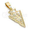 Oro Laminado Fancy Pendant, Gold Filled Style Diamond Cutting Finish, Golden Finish, 5.179.031
