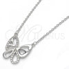 Sterling Silver Pendant Necklace, Butterfly Design, with White Cubic Zirconia, Polished, Rhodium Finish, 04.336.0044.16