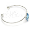 Rhodium Plated Individual Bangle, with Light Turquoise Swarovski Crystals, Polished, Rhodium Finish, 07.239.0006 (02 MM Thickness, One size fits all)