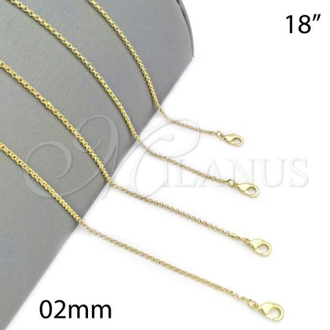 Oro Laminado Basic Necklace, Gold Filled Style Rolo Design, Polished, Golden Finish, 5.223.023.2.18