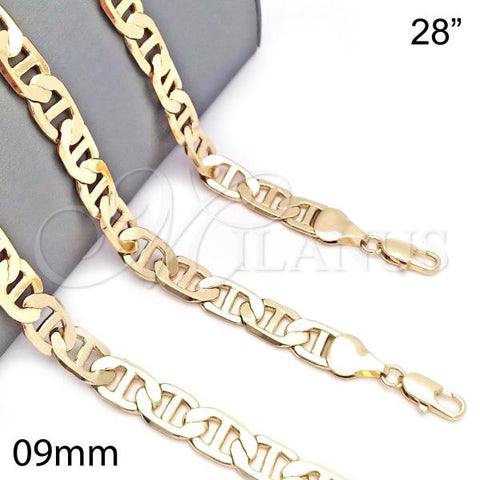 Oro Laminado Basic Necklace, Gold Filled Style Mariner Design, Polished, Golden Finish, 5.222.021.28