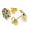 Oro Laminado Stud Earring, Gold Filled Style with Black and White Micro Pave, Polished, Golden Finish, 02.233.0019.1