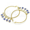 Oro Laminado Large Hoop, Gold Filled Style Evil Eye Design, Blue Resin Finish, Golden Finish, 02.380.0072.1.50