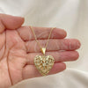 Oro Laminado Pendant Necklace, Gold Filled Style Heart Design, Polished, Golden Finish, 04.117.0022.20
