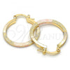 Oro Laminado Small Hoop, Gold Filled Style Diamond Cutting Finish, Tricolor, 02.170.0197.25