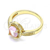 Oro Laminado Multi Stone Ring, Gold Filled Style with Pink Cubic Zirconia, Polished, Golden Finish, 01.284.0042.07