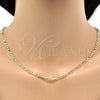 Oro Laminado Basic Necklace, Gold Filled Style Figaro Design, Polished, Golden Finish, 04.213.0111.24