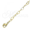 Oro Laminado Basic Anklet, Gold Filled Style Rolo and Heart Design, Polished, Golden Finish, 04.213.0224.10