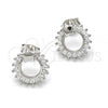 Sterling Silver Stud Earring, Star Design, with White Cubic Zirconia, Polished, Rhodium Finish, 02.285.0005