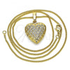 Oro Laminado Pendant Necklace, Gold Filled Style Heart Design, Polished, Golden Finish, 04.117.0008.20