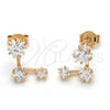 Sterling Silver Stud Earring, Star Design, with White Cubic Zirconia, Polished, Rose Gold Finish, 02.285.0089