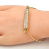 Gold Tone Individual Bangle, with White Mother of Pearl, Polished, Golden Finish, 07.263.0001.04.GT (01 MM Thickness, Size 5 - 2.50 Diameter)