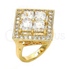 Oro Laminado Multi Stone Ring, Gold Filled Style with White Cubic Zirconia, Polished, Golden Finish, 01.210.0056.08 (Size 8)