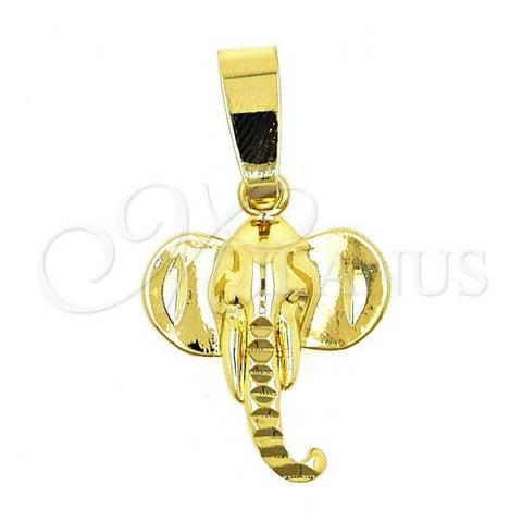 Oro Laminado Fancy Pendant, Gold Filled Style Elephant Design, Polished, Golden Finish, 5.183.014