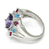 Rhodium Plated Multi Stone Ring, with Multicolor Cubic Zirconia, Polished, Rhodium Finish, 01.206.0004.1.07 (Size 7)