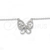 Sterling Silver Pendant Necklace, Butterfly Design, with White Cubic Zirconia, Polished, Rhodium Finish, 04.336.0044.16