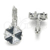 Rhodium Plated Leverback Earring, with Black and White Cubic Zirconia, Polished, Rhodium Finish, 02.210.0225.6