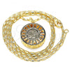 Oro Laminado Pendant Necklace, Gold Filled Style Elephant Design, with White Cubic Zirconia, Diamond Cutting Finish, Golden Finish, 04.106.0038.20