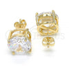 Oro Laminado Stud Earring, Gold Filled Style with White Cubic Zirconia, Polished, Golden Finish, 02.284.0013