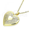 Oro Laminado Locket Pendant, Gold Filled Style Heart Design, Polished, Golden Finish, 05.117.0015