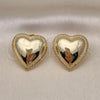 Oro Laminado Stud Earring, Gold Filled Style Heart Design, Polished, Golden Finish, 02.418.0005