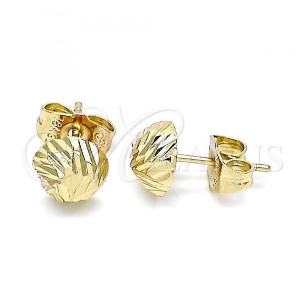 Oro Laminado Stud Earring, Gold Filled Style Diamond Cutting Finish, Golden Finish, 02.100.0055.2