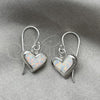 Sterling Silver Dangle Earring, Heart Design, with White Opal, Polished, Silver Finish, 02.391.0002