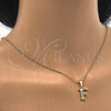Oro Laminado Fancy Pendant, Gold Filled Style Initials Design, with White Cubic Zirconia, Polished, Golden Finish, 05.26.0018